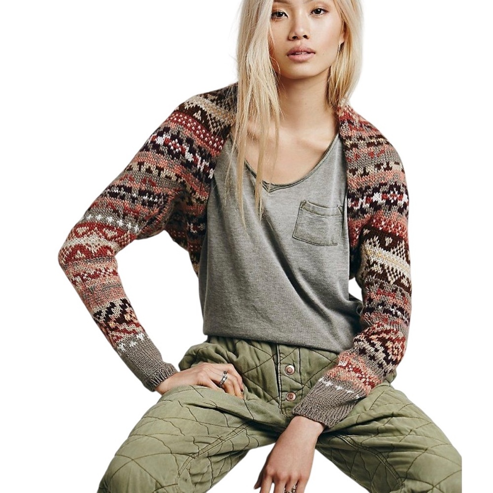 Free People Carnival Shrug Sweater Size S Boho Aztec South West Cozy Cabincore